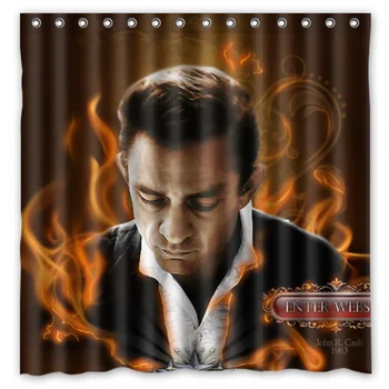 

Polyester Fabric Bath Shower Curtain Johnny Cash Waterproof Bathroom Decorative Curtains 180x180cm With White Hooks
