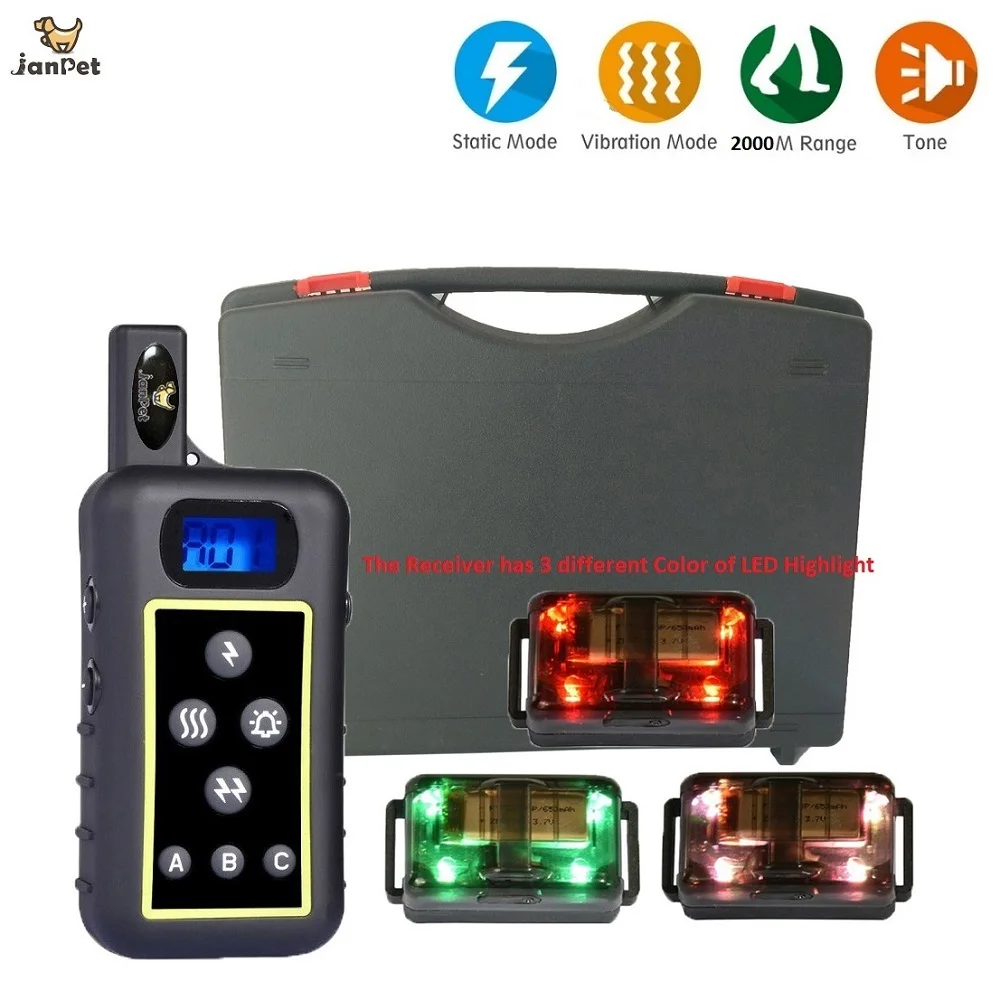 

JANPET Hunting Dog E Collars Remote Control 2000M Dog Training Shock Collar 100% Waterproof Pet Trainer with Plastic Gift BOX