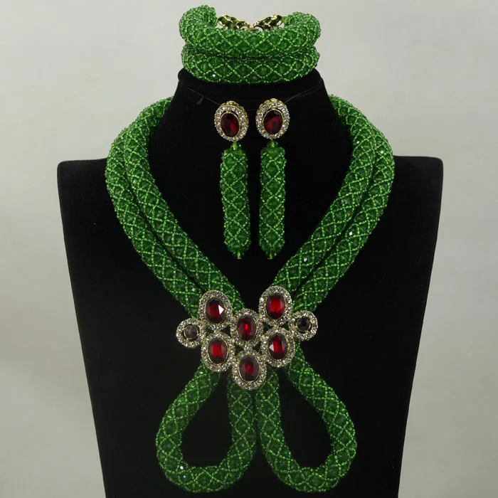 

Splendid 2017 Latest Fashionable African Beads Jewelry Set Choker Bridal Necklace Sets Green Hotest Style Free Shipping HX870