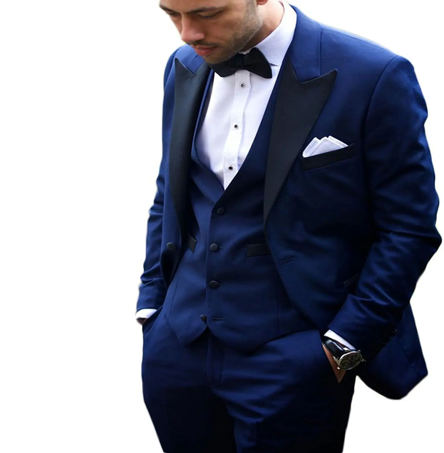 Men's New Fashion Royal Blue Men Suit 3 Pieces Wedding Suits Groom