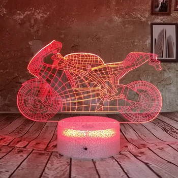 

Drop Shipping Cool Motorcycle LED 7 Color 3D Night Light USB Illusion Gradient Christmas Birthday Gifts Toy Table Desk Lamp Kid