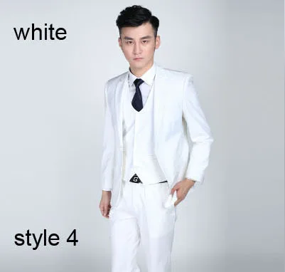 Новинка, корейский стиль, мужская одежда, мужской костюм, куртки на одной пуговице, две пуговицы, свадебные костюмы для мужчин, костюмы с брюками - Цвет: two white