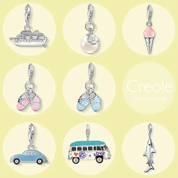 

Cruise Clover Pearl Ice Cream Baby Shoes Car Bus Shark Charm Pendant,2019 Trendy Summer Fashion Jewelry 925 Sterling Silver Gift