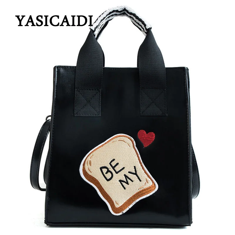 

Fashion PU Leather Women Shoulder Bags Heart Embroidery Women Handbags Large Capacity Women Messenger Bags Yellow Tote Bags Sac