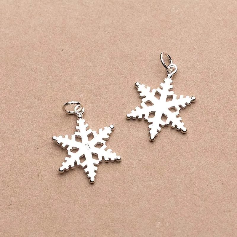 

925 Sterling Silver Beautiful Christmas Snow Series Charms Craft Hand Made Jewelry Charm Pendant Accessories Fit DIY Jewelry