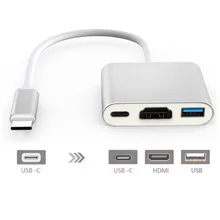 USB 3.1 Type-C To HDMI Adapter 4K+USB 3.0+USB-C Converter Cable Digital USB Charging Cable for Network Card,Card Reader, U Disk