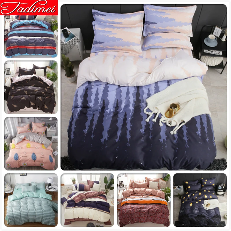 cheap Blue Night Pattern Duvet Cover 3 4 Pcs Bedding Set Adult Kids Child Soft Cotton Bed Linen Single Twin Queen King Size Bedspreads
