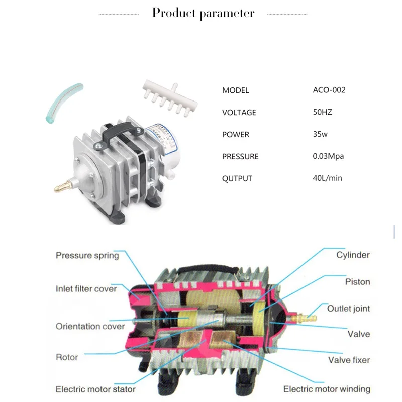 35 Вт 40L/мин Air насос кислород танк аквариум электромагнитный тип воздушный компрессор для лазерной гравировки