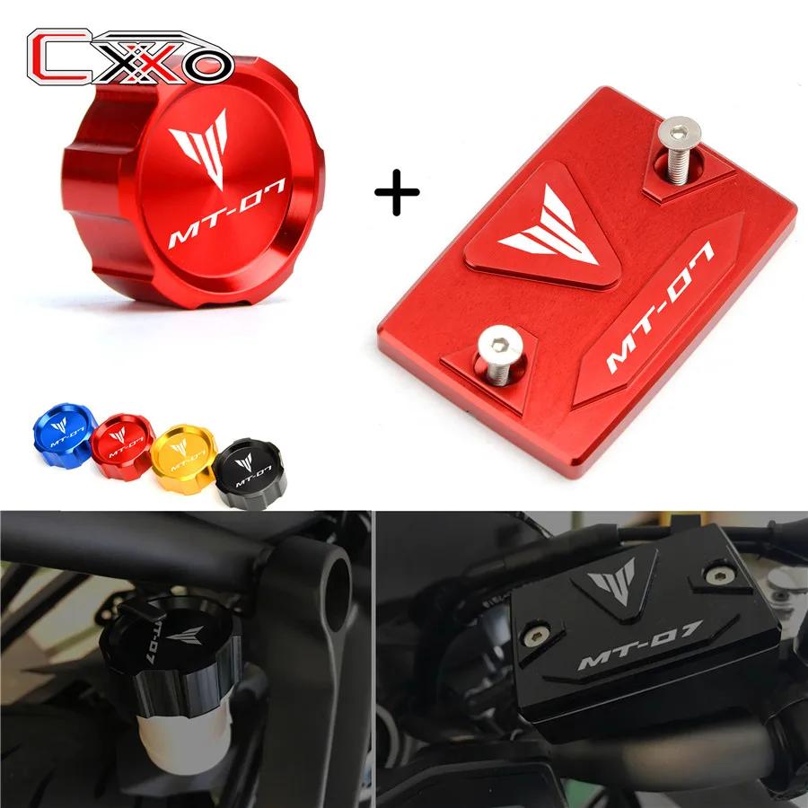 

LOGO MT-07 MT-09 MT-10 Front+Rear Top Quality Fluid Reservoir Cover Cap For YAMAHA MT07 MT09 MT10 TRACER FZ10 FZ09 FZ07 2014 UP
