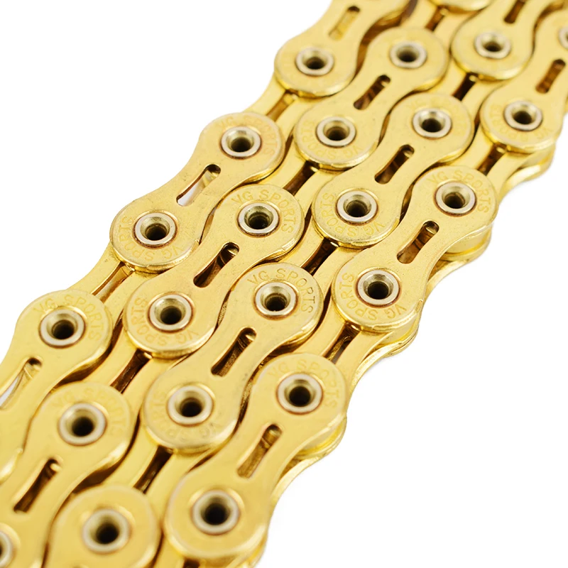 Perfect TOP Original 11 Speed Full Hollow Chains 11S Bicycle Chain 116L bicycle Chain Gold Mountain MTB Road bike Parts VG sports 244g 2