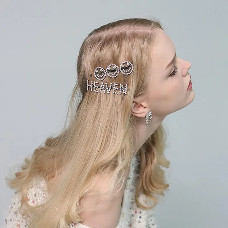 

Fashion Hot Crystal Hair Pins for women Jewelry Blingbling Smiley letters Rhinestone Hair Pin Hair Accessories girl Hair Clip