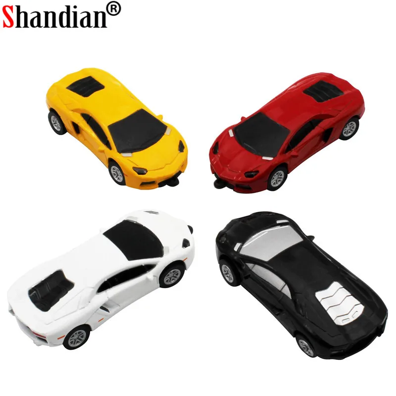 SHANDIAN Ferrari, спортивный автомобиль, USB флеш-накопитель, 4 ГБ, 8 ГБ, 16 ГБ, 32 ГБ, 64 ГБ, автомобильный u-диск, металлическая ручка, полный объем, мультфильм