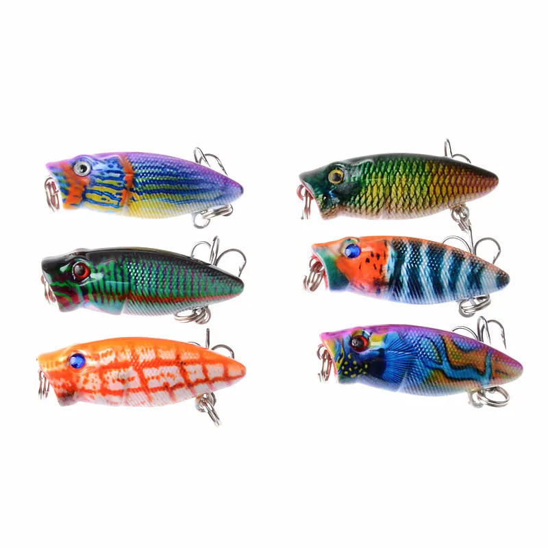 

6Pcs/Lot 3.5cm/2.7g Popper Fishing Lures Wobblers Crankbaits Painting Series Hard Baits Artificial Isca Pesca For River Lake