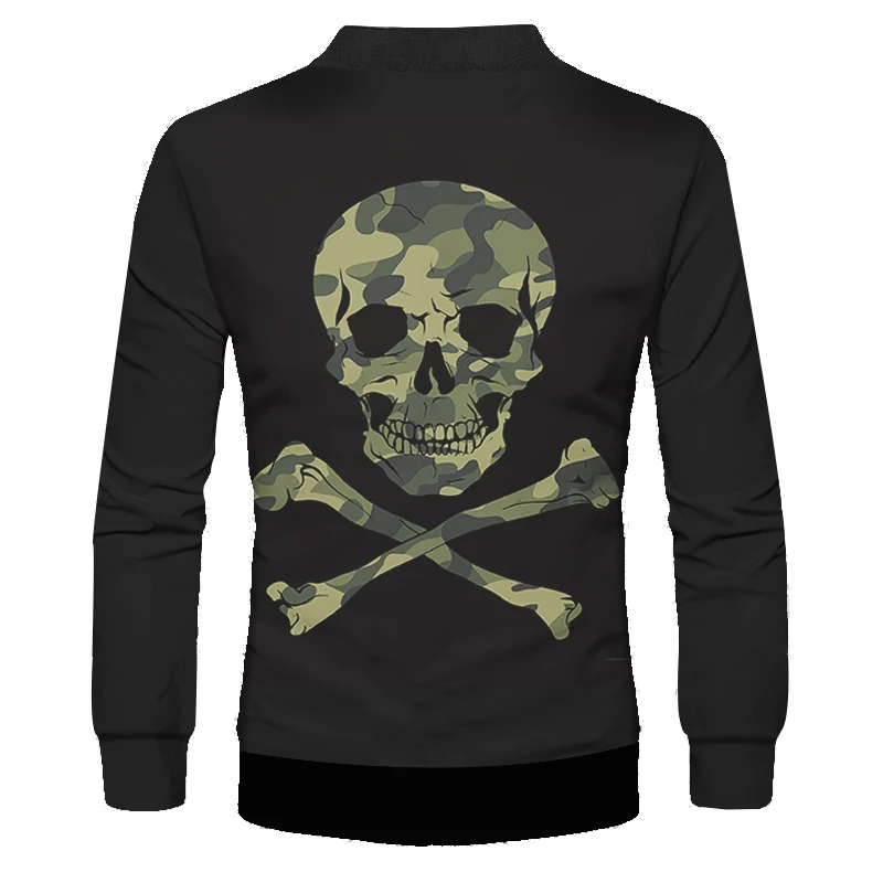OGKB Man 3D Printed Camouflage Skull Zipper Coat Best Selling Large Size Men's Black Green Stitching Streetwear Zip Jacket 6XL