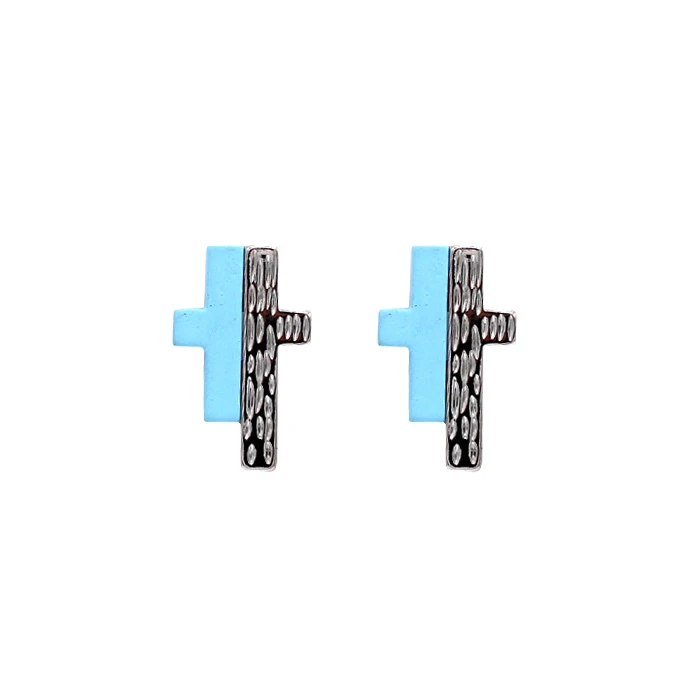 99CARATS SUMNI Small and fresh and youthful energy, double color splicing cross ear nail The cross For Women Free Shipping 99CARATS SUMNI Small and fresh and youthful energy, double color splicing cross ear nail The cross For Women Free Shipping