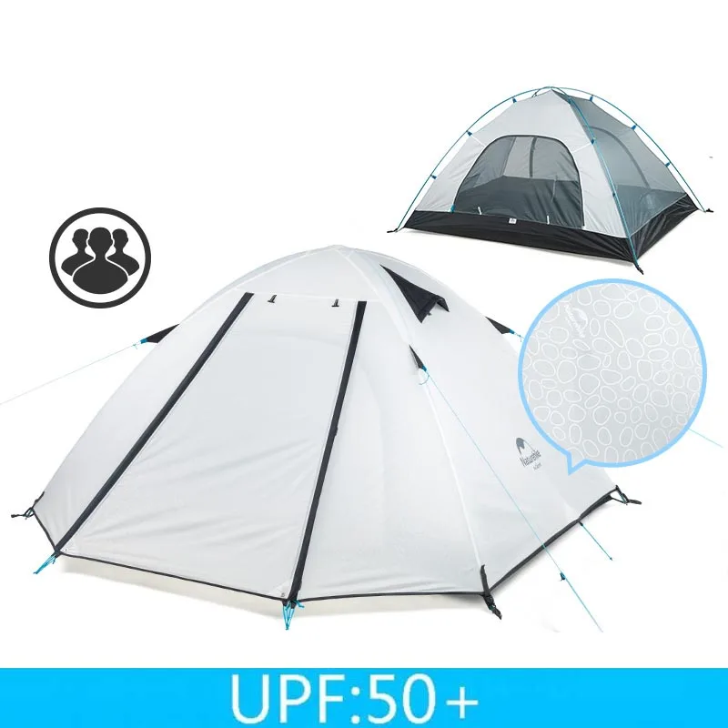 NatureHike P серии классика палатка 210 т ткань для 3 человек NH15Z003-P - Цвет: white UPF50