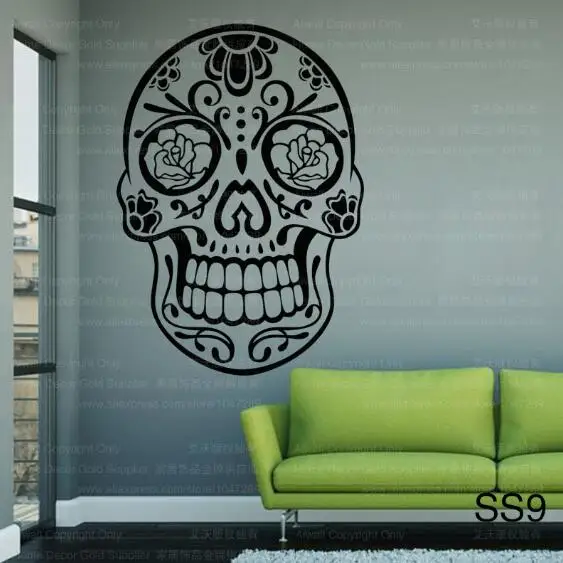 Мексиканский сахарный череп офисная наклейка s dia de los muertos виниловая наклейка на стену наклейка adesivo de parede домашний декор Настенная Наклейка - Цвет: SS 9