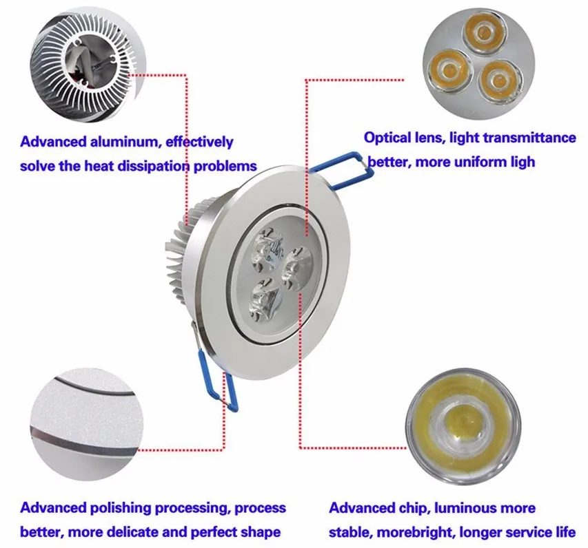 Самые дешевые светодиодные светильники 9 Вт 3x3 Вт dimmable Светильники 120 Угол луча Холодный/теплый белый светодиод приспособление Светильники