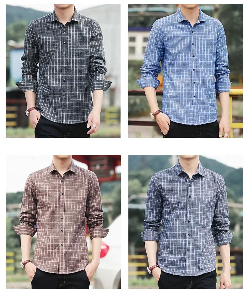 4Colors Plaid shirts men long sleeve casula 2017 autumn spring new cotton male shirts plus size M-4XL Muls Brand Clothing MS101-01