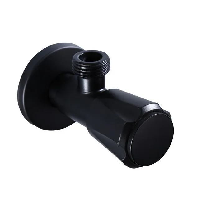 G1/2 Нержавеющей Стали Угловой переключатель для ванной комнаты черный цвет для туалета клапан крана воды подведенный внизу