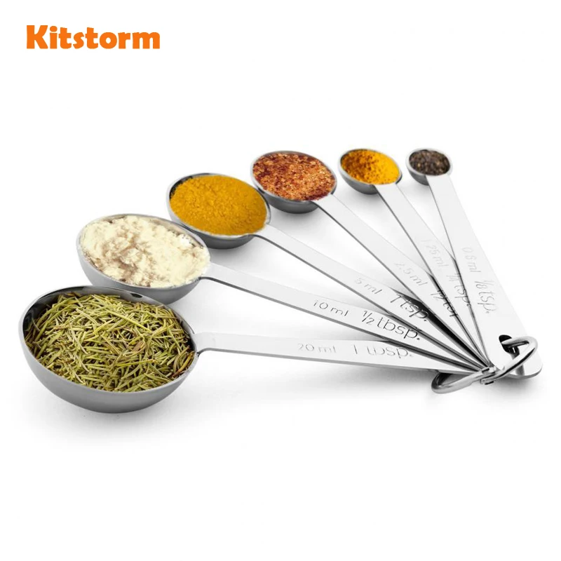 

6 Pieces Stainless Steel Measuring Spoons Set Teaspoons For Kitchen Cooking & Baking Tools
