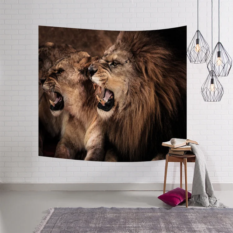 Geometry Tapestry Animal Tiger cloth Wall Hanging Beach Round 3d Animal Lion Tapestry decorative blanket 150x130 Bedroom Large