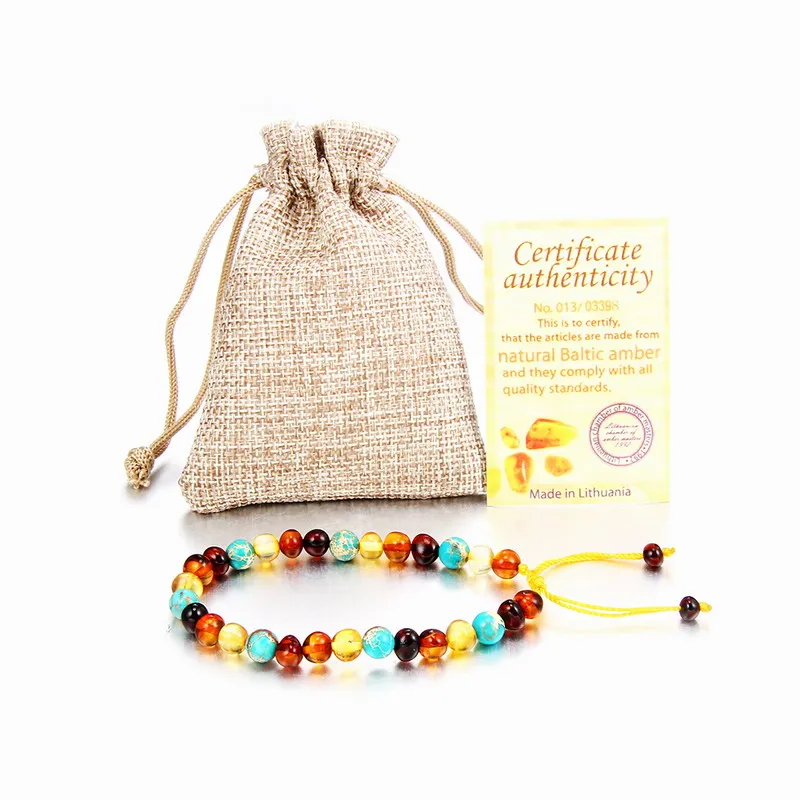 HAOHUPO натуральный Мёд янтарные браслеты для Для женщин ляпис-лазурь Strand Балтийский Янтарь бусины регулируемый браслет Детские украшения - Цвет камня: design 5