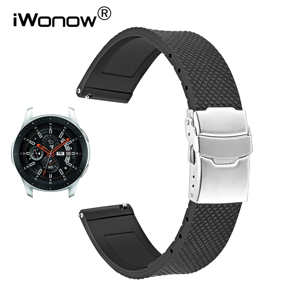 Genuine Rubber Watchband 20mm 22mm for Samsung Galaxy Watch 42mm 46mm