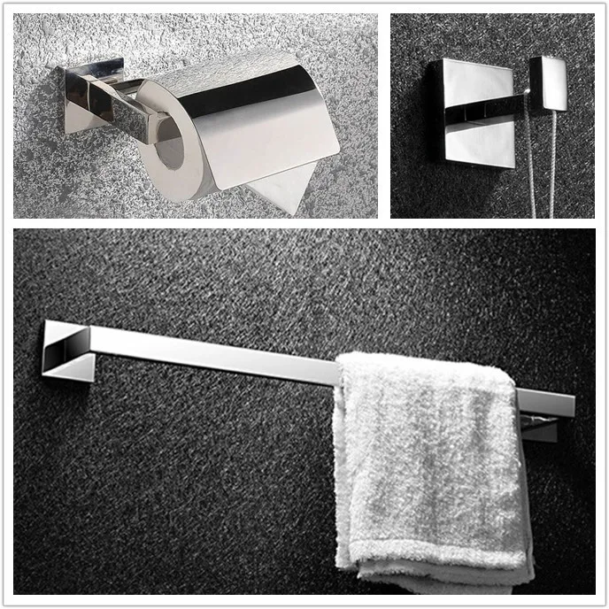 

Free shipping Bathroom Set High Quality 304 Satinless Steel Bathroom Bath Hardware Set paper holder,robe hook,towel bar SM03B