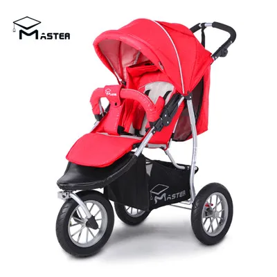 Babyfond Роскошная детская коляска с высоким пейзажем, надувная трехколесная детская коляска, ударная, складная, BB, трехколесный велосипед - Цвет: red