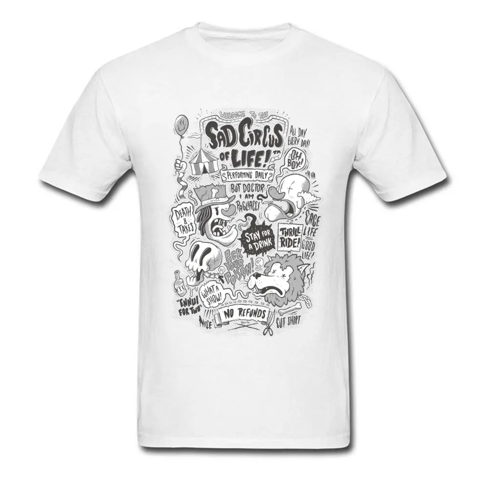 2018 Fashion Men's Top T-shirts Round Neck Short Sleeve 100% Cotton Sad Circus Tees Slim Fit Top T-shirts Drop Shipping Sad Circus white