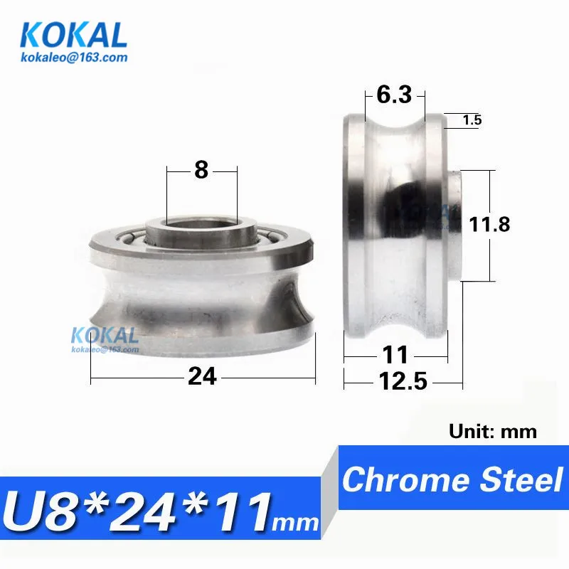 

[U0824-11NJ]10PCS high quality LR36-008 chrome steel u groove guide wire track concave sliding roller wheel bearing U0824-11
