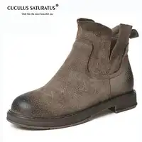 Cuculus Genuine Leather Women Boots Winter Warm Flats Heel Plus size Short Martin Ankle Boots Brand Females Casual Shoes 1765