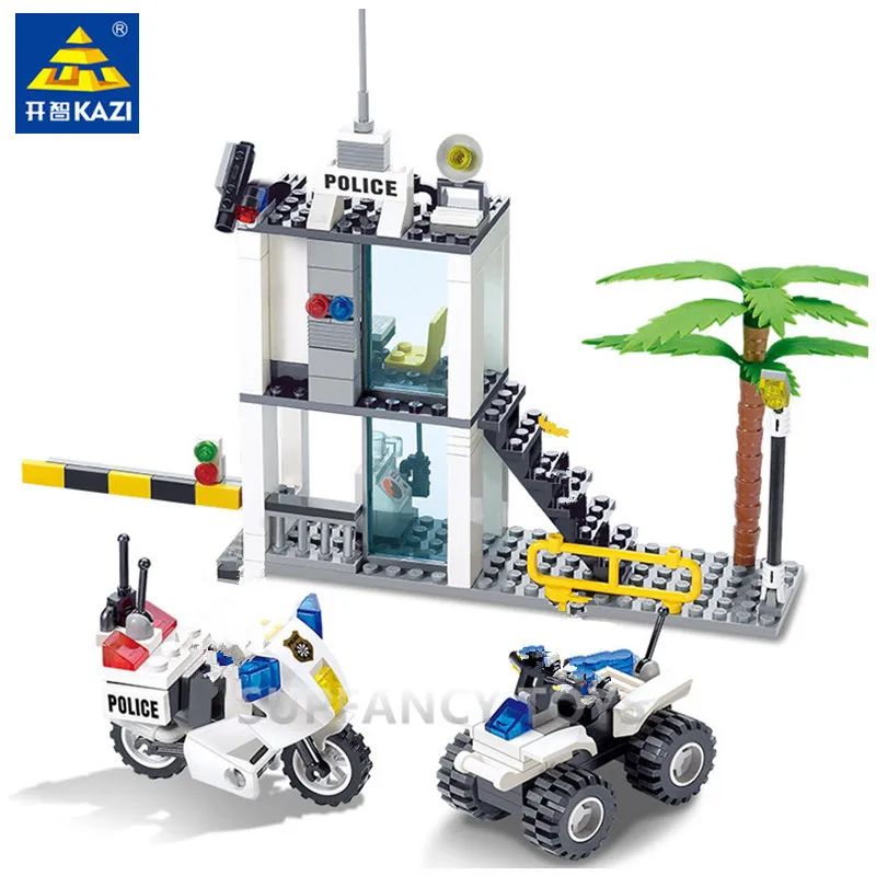 Police Station 193pcs Kazi 6728 Police Posts Building Block Figures Bricks Boys Learning Education Toys