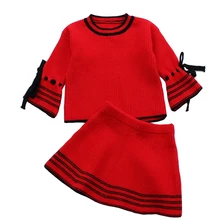 DZIECKO/свитера для девочек Новинка года; осеннее платье для маленьких девочек одежда с длинными рукавами для девочек; Топ; пальто+ платье-пачка; свитер; трикотаж принцессы