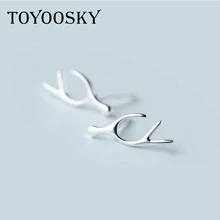 Минимализм, Стерлинговое Серебро 925 пробы, серьги с оленьими рогами и оленями, Стерлинговое серебро, ювелирные изделия, серьги-гвоздики для девушек, модные простые ювелирные изделия