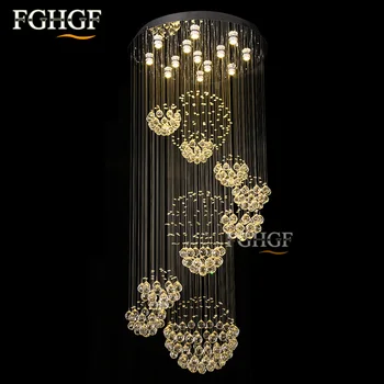 

Villa Staircase Lamp Long Living Room Lights Modern Crystal Chandelier LED Lighting Fixture Lustres de cristal Lighting Fixture