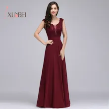 Бургундское шифоновое длинное платье для выпускного вечера с глубоким вырезом без рукавов платье для выпускного вечера Vestidos de gala