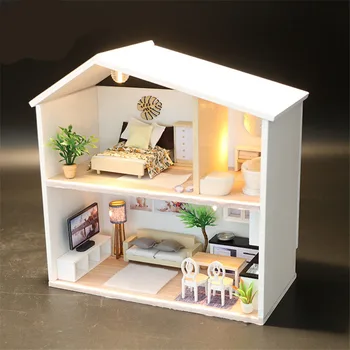 

DIY dollhouse Miniature with furnitures wooden doll house sets Handmade puzzle Toys creative Gift For Chrildren new style
