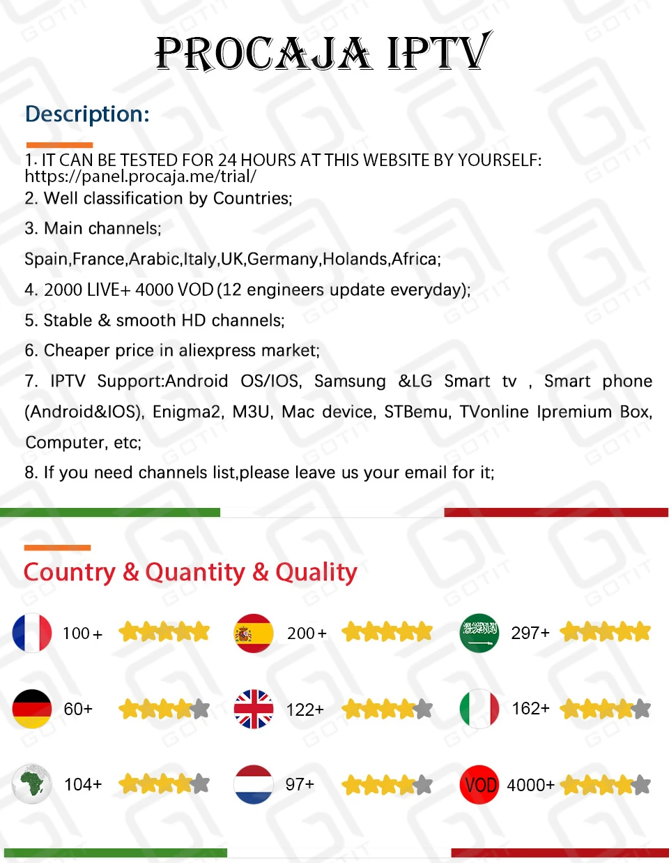 H96MAX 16/32/64G Android9.0 Smart TV Box&French PROCAJA Subscription 2000+Live&4000+Vod France Spain Arabic IPTV Set Top Box