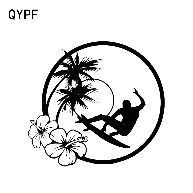 QYPF 15 2*13 9 см Мода океан серфинг волна Гавайи Декор автомобиля стикер
