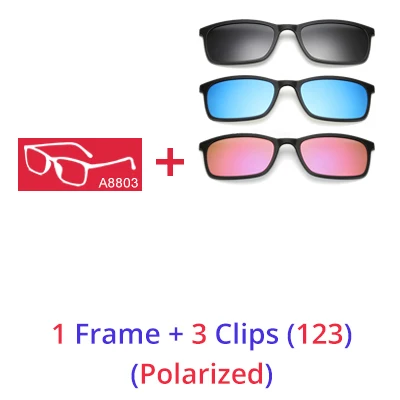 Ralferty Polarized Sunglasses Men Women 5 In 1 Magnetic Clip On Glasses TR90 Optical Prescription Eyeglass Frames Magnet Clips 1 Frame 3 Clips 123