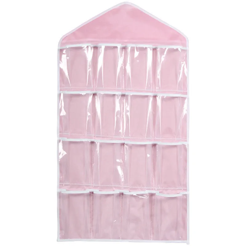 16 карманов прозрачный подвесной мешок 78X42 см бежевый полиэстер Носки Бюстгальтер дверная вешалка сумка для хранения Экономия места товары для домашнего хранения - Цвет: 4