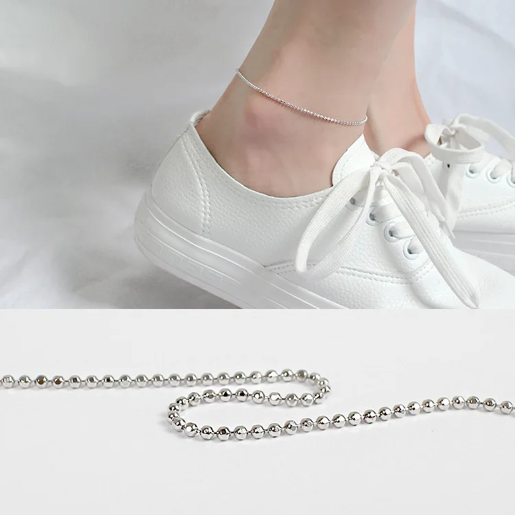 Beautiful Shining Balls Chain 925 Sterling Silver Anklet