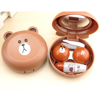 

Fashion Contact Lens Cases With Mirror Women Girls Travel Lenses Box Cute Panda Cartoon Unisex Container For Contact Lens Case