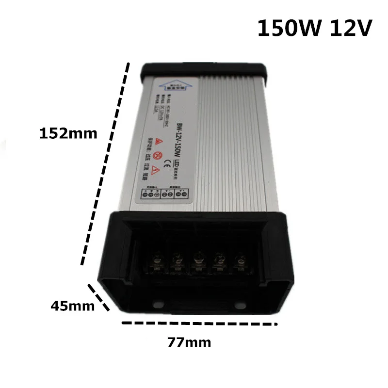3 года гарантии DC 12 В/24 В водонепроницаемый светодиодный драйвер AC100-240V адаптер трансформатор драйвер 150 Вт 200 Вт 250 Вт 300 Вт 400 Вт - Цвет: 150W 12V