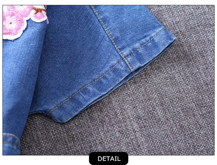 3-12 y 2019 girls denim dress summer batwing sleeve girl dress child clothes floral jeans dresses for girls 12 years old (13)