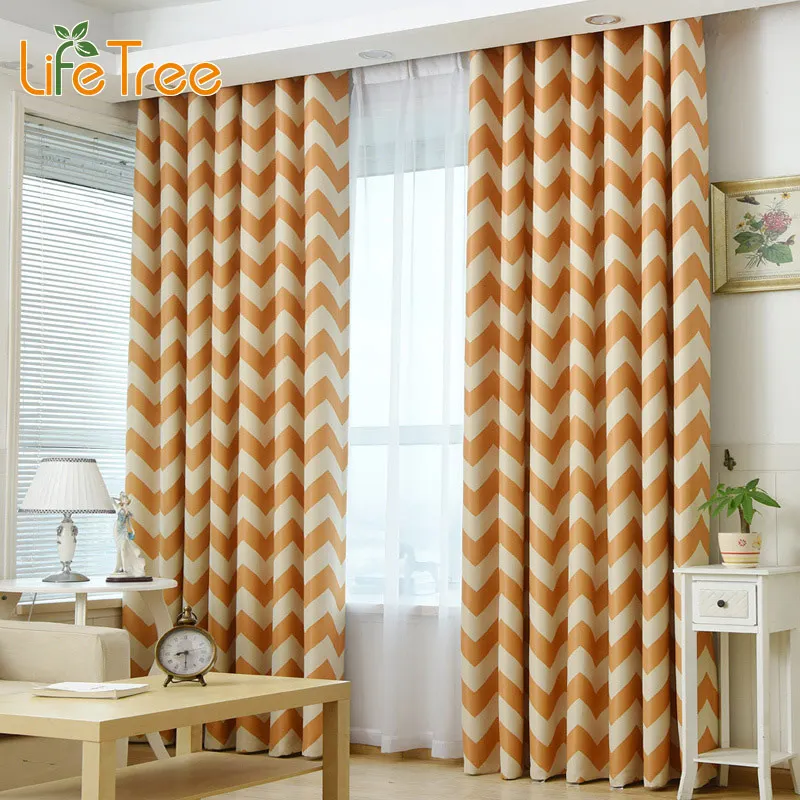 

Color Wave Printed Modern Blackout Curtains For Living Room Mediterranean Blue Navy Yellow Bedroom Window Drapes Custom Made
