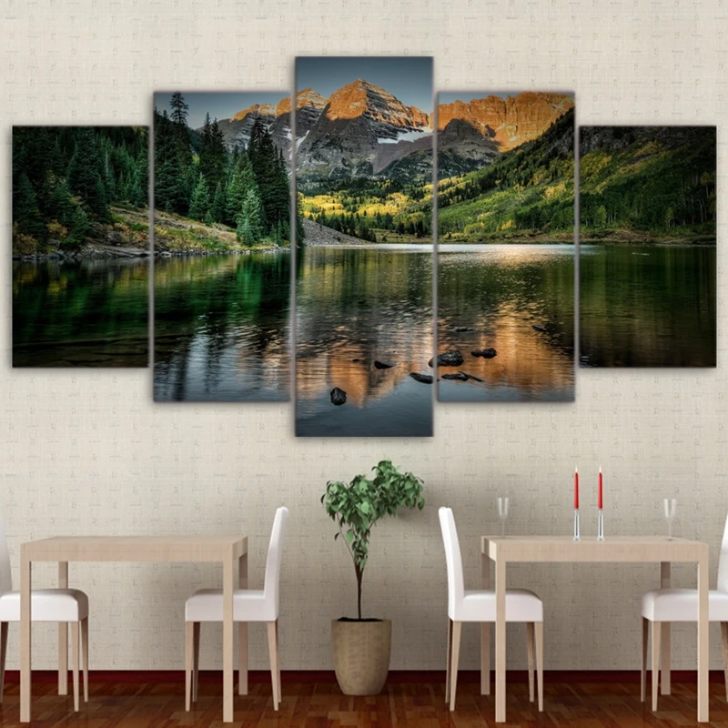 Модульная фотографии домашний настенный рамки современные HD с 5 шт. холсте Колорадо озеро горный Декор Масляная картина Pengda