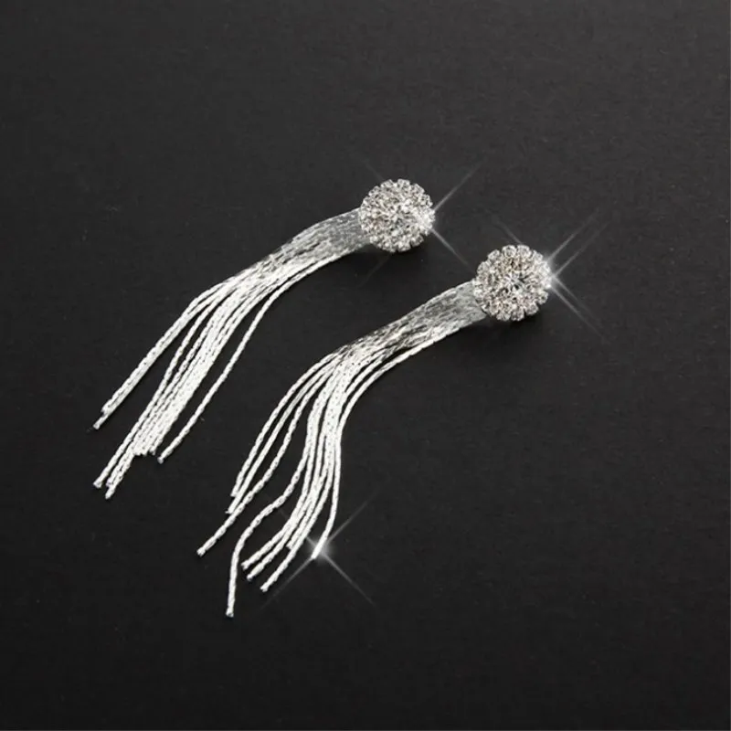 EK742 Korean Fashion Jewelry Personality Temperament Crystal Tassel Earrings Bridal Earrings For Women Long Earrings Oorbellen - Image 4